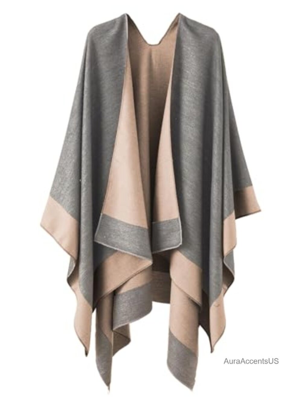 Reversible Poncho Shawl Wrap Cape Open Front Oversized Soft Women